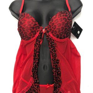 No Chatting Cheetah Print Babydoll Lingerie